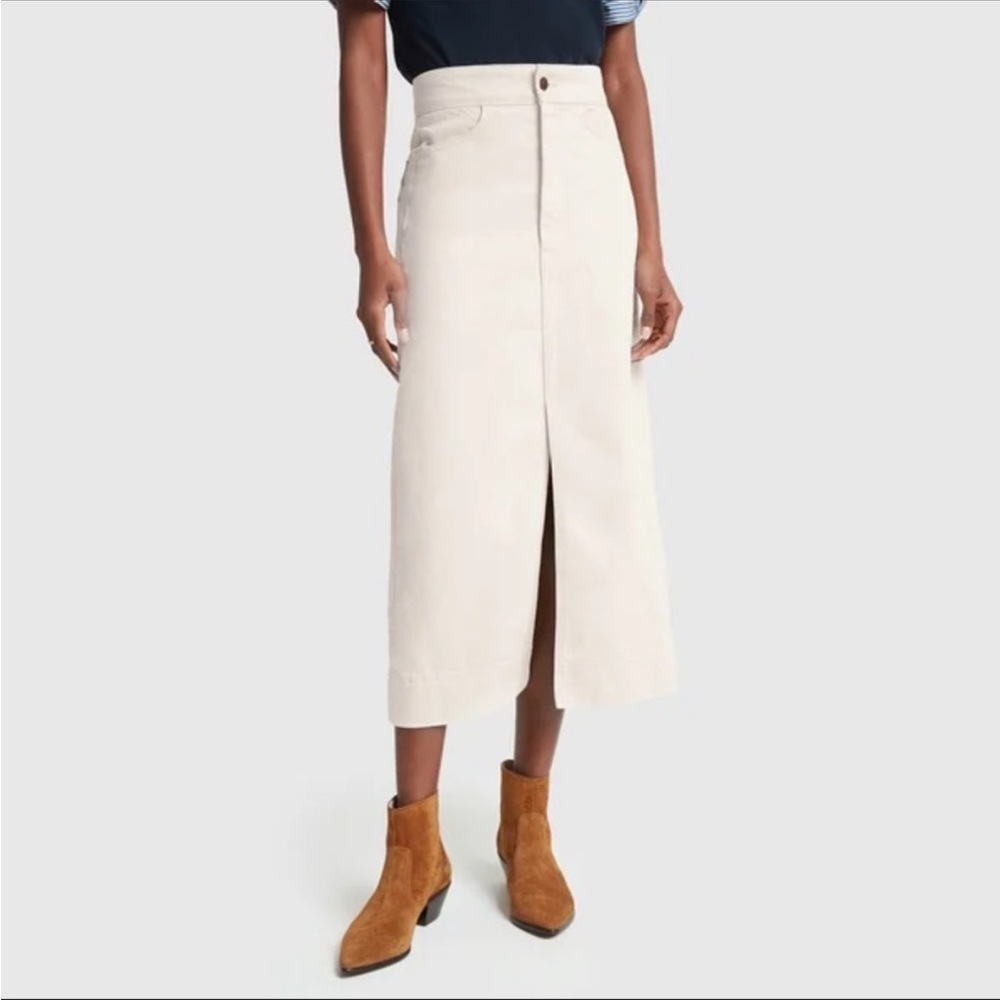 Goop G. LABEL Yu Denim Pencil Midi Skirt in Natural